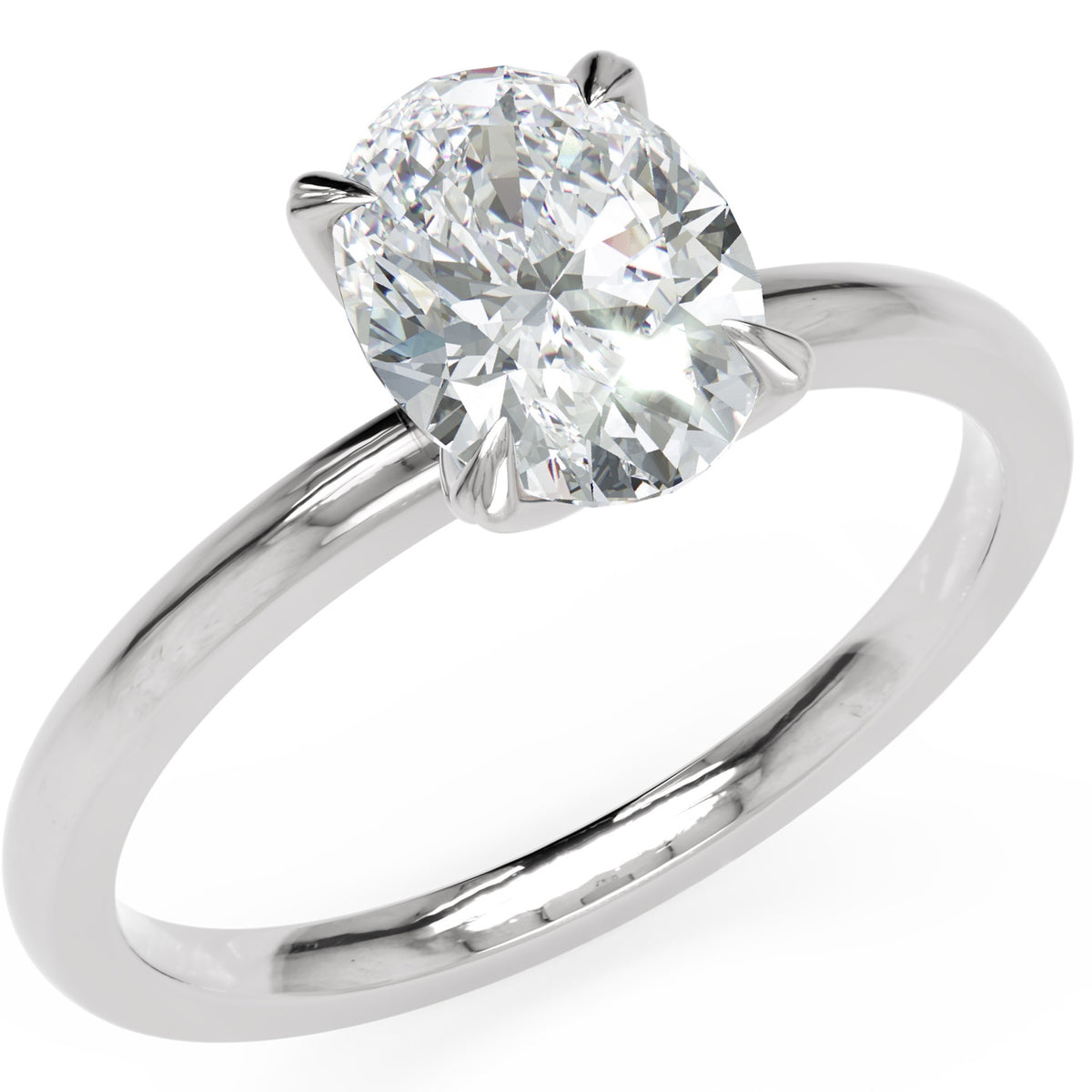 Inel de Logodnă Knightsbridge din Aur 18k cu Diamant Creat în Laborator Oval de 1 ct din Platina - Castelo.ro