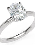 Inel de Logodnă Knightsbridge din Aur 14k cu Moissanite Oval de 1 ct din 14k Aur Alb - Castelo.ro