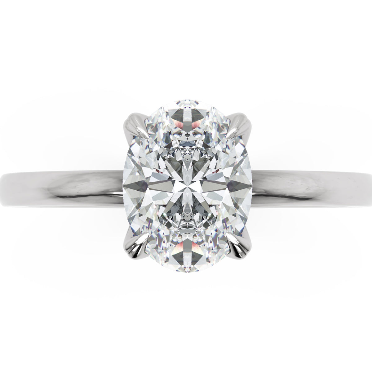 Inel de Logodnă Knightsbridge din Aur 14k cu Diamant Natural Oval de 1 ct din 14k Aur Alb - Castelo.ro