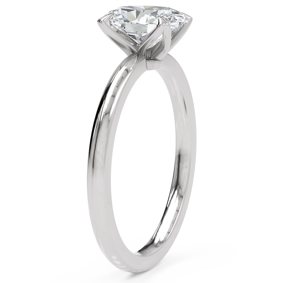 Inel de Logodnă Knightsbridge din Aur 14k cu Diamant Creat în Laborator Oval de 1 ct din 14k Aur Alb - Castelo.ro
