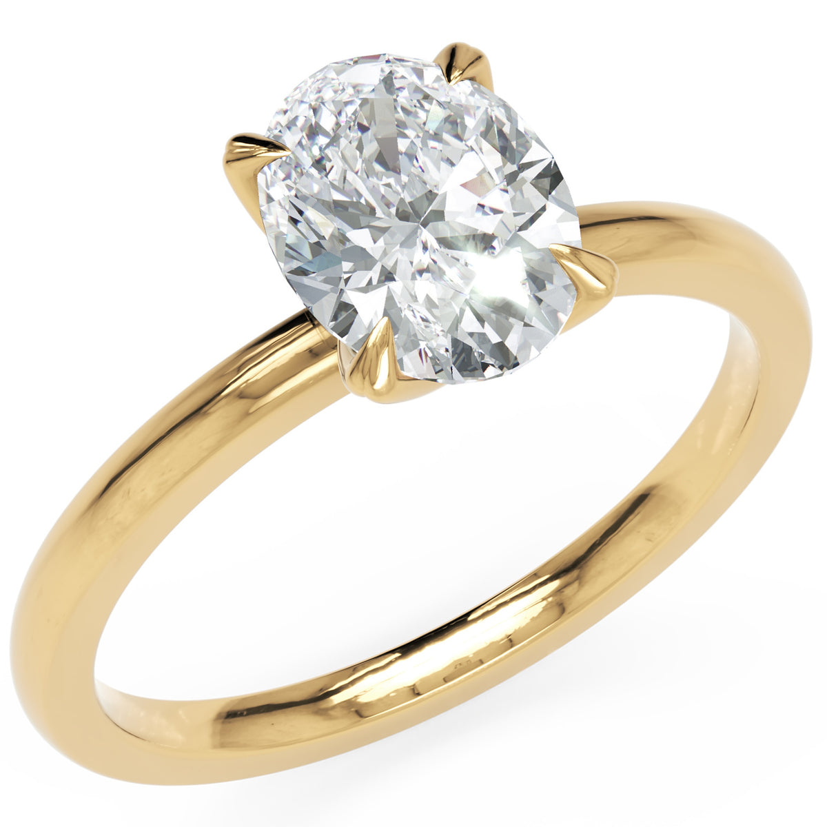 Inel de Logodnă Knightsbridge din Aur 18k cu Moissanite Oval de 1 ct din 18k Aur Galben - Castelo.ro