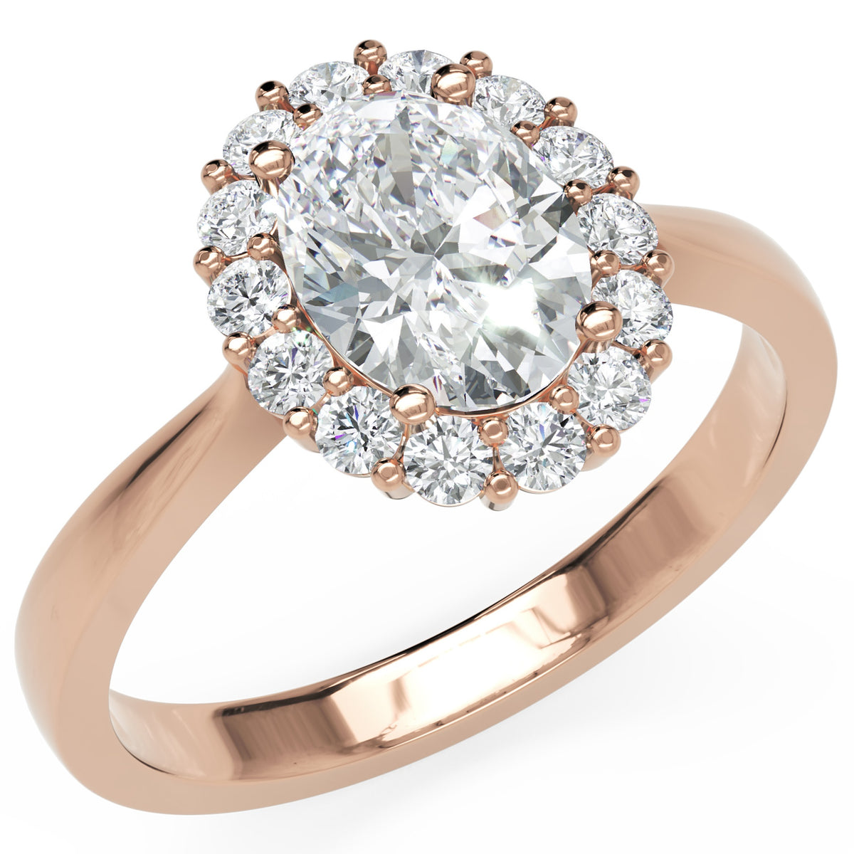 Inel de Logodnă Dorchester din Aur 14k cu Diamant Creat în Laborator Oval de 1 ct din 14k Aur Roz - Castelo.ro