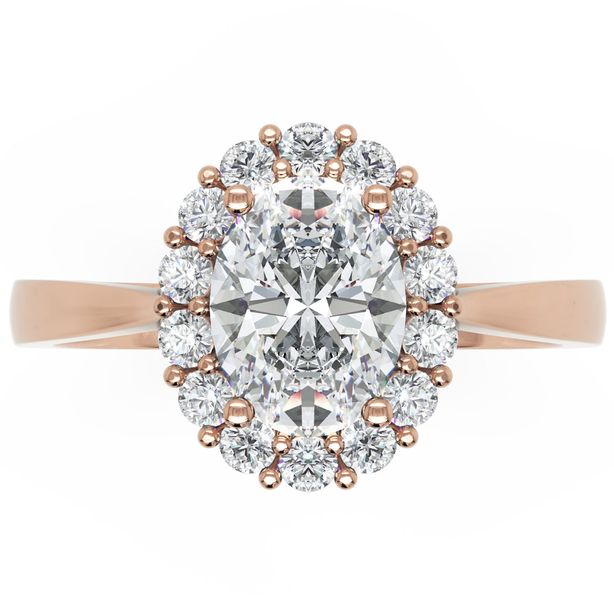 Inel de Logodnă Dorchester din Aur 14k cu Moissanite Oval de 1.5 ct din 14k Aur Roz - Castelo.ro