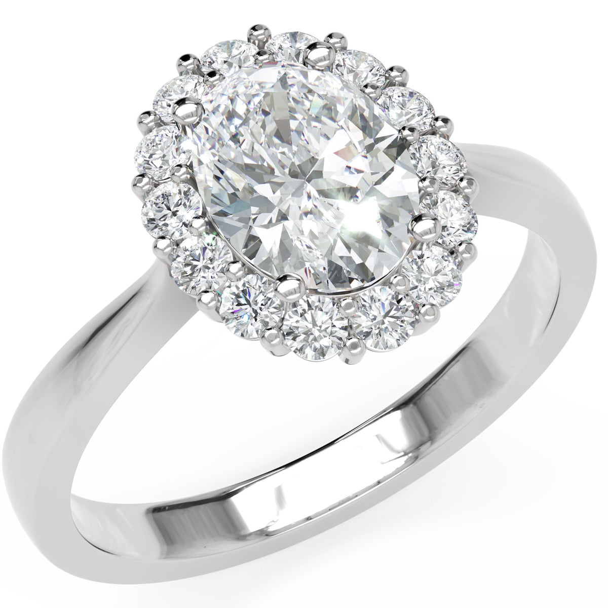 Inel de Logodnă Dorchester din Aur 18k cu Diamant Creat în Laborator Oval de 1 ct din Platina - Castelo.ro