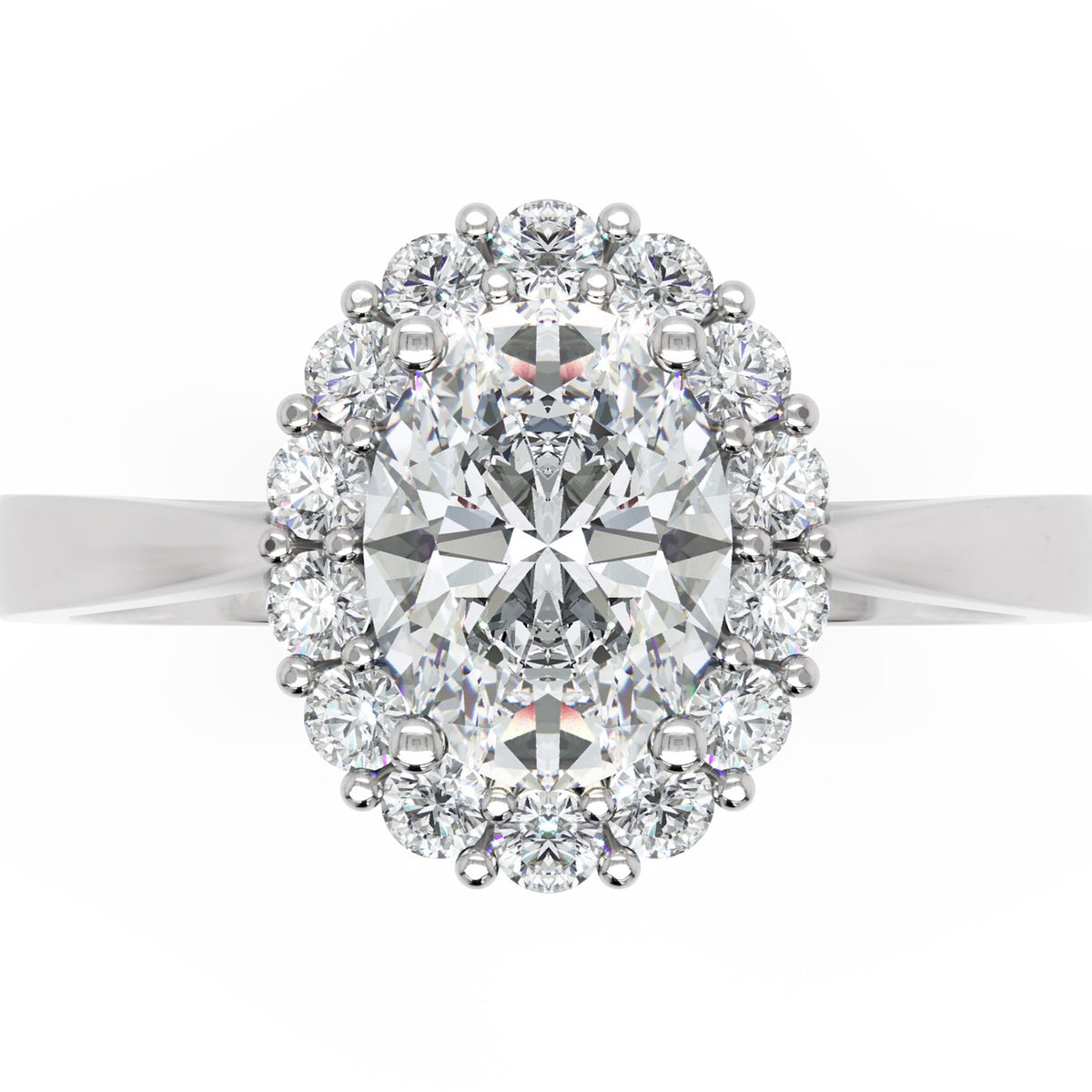 Inel de Logodnă Dorchester din Aur 14k cu Diamant Natural Oval de 1 ct din 14k Aur Alb - Castelo.ro
