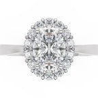 Inel de Logodnă Dorchester din Aur 14k cu Moissanite Oval de 1.5 ct din 14k Aur Alb - Castelo.ro