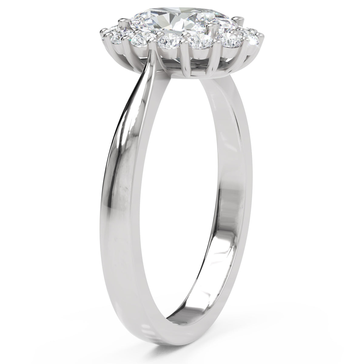 Inel de Logodnă Dorchester din Aur 18k cu Diamant Natural Oval de 1 ct din Platina - Castelo.ro