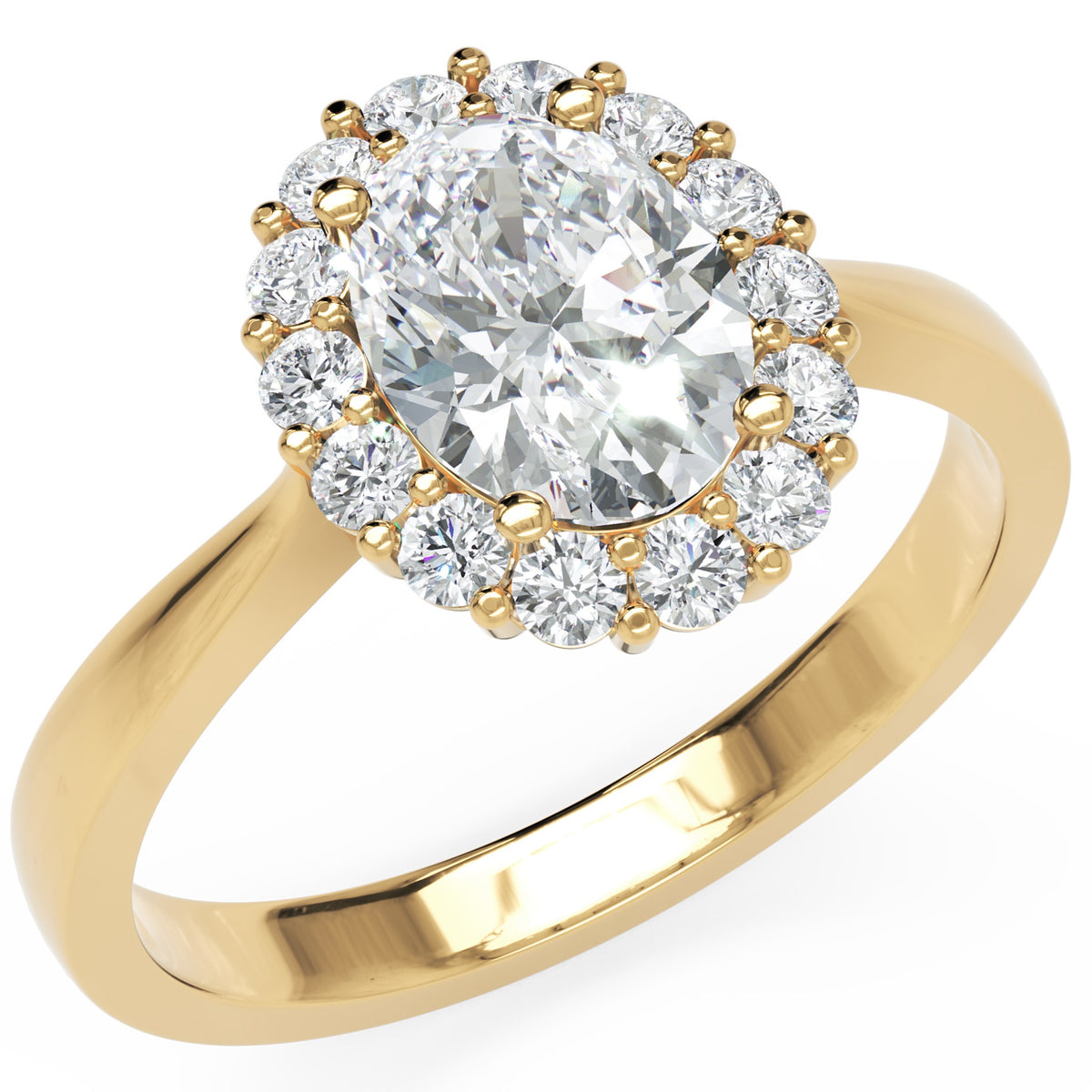 Inel de Logodnă Dorchester din Aur 14k cu Diamant Natural Oval de 1 ct din 14k Aur Galben - Castelo.ro