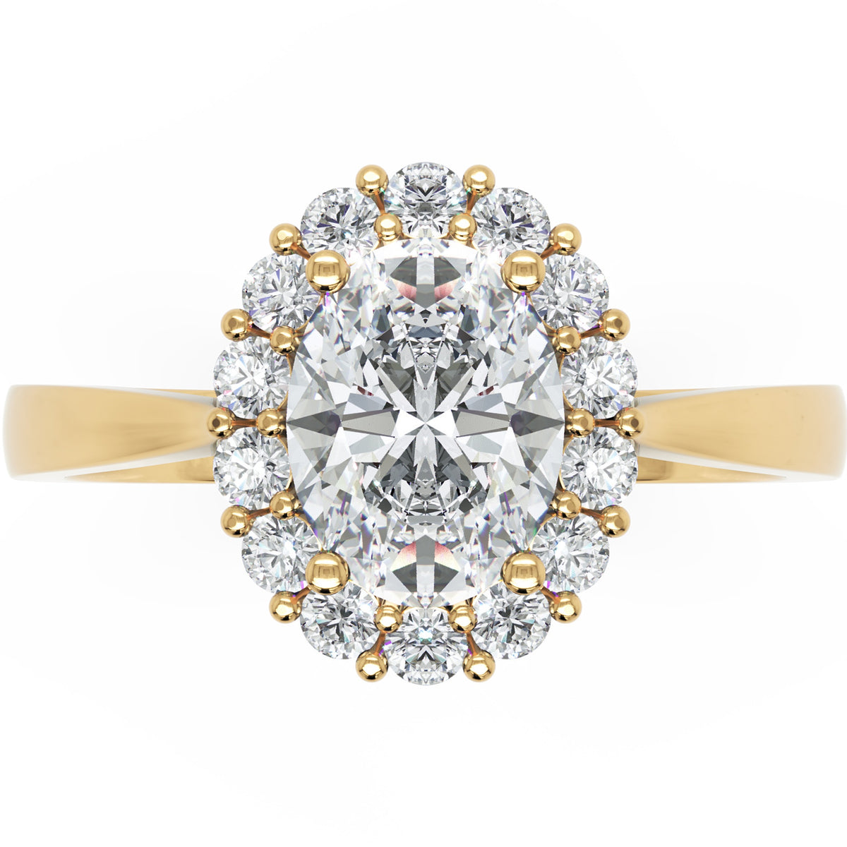 Inel de Logodnă Dorchester din Aur 18k cu Diamant Natural Oval de 1 ct din 18k Aur Galben - Castelo.ro