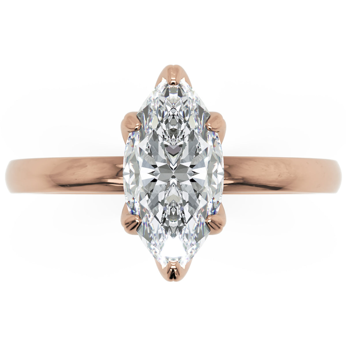 Inel de Logodnă Marylebone din Aur 18k cu Moissanite Marquise de 1.5 ct din 18k Aur Roz - Castelo.ro
