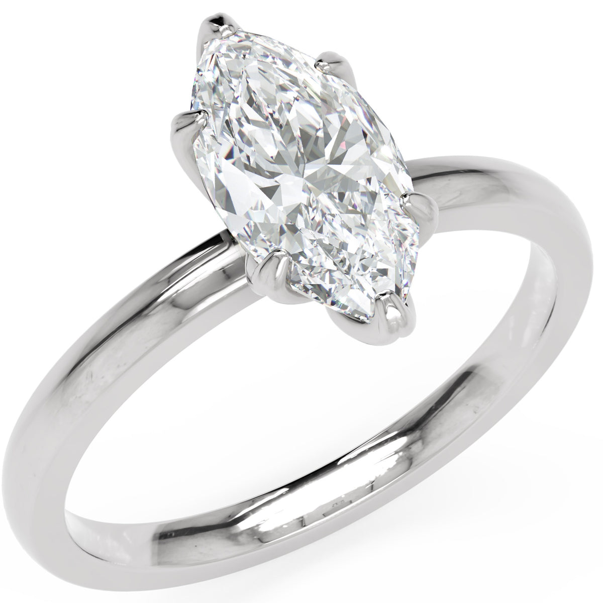 Inel de Logodnă Marylebone din Aur 14k cu Diamant Natural Marquise de 1.5 ct din 14k Aur Alb - Castelo.ro