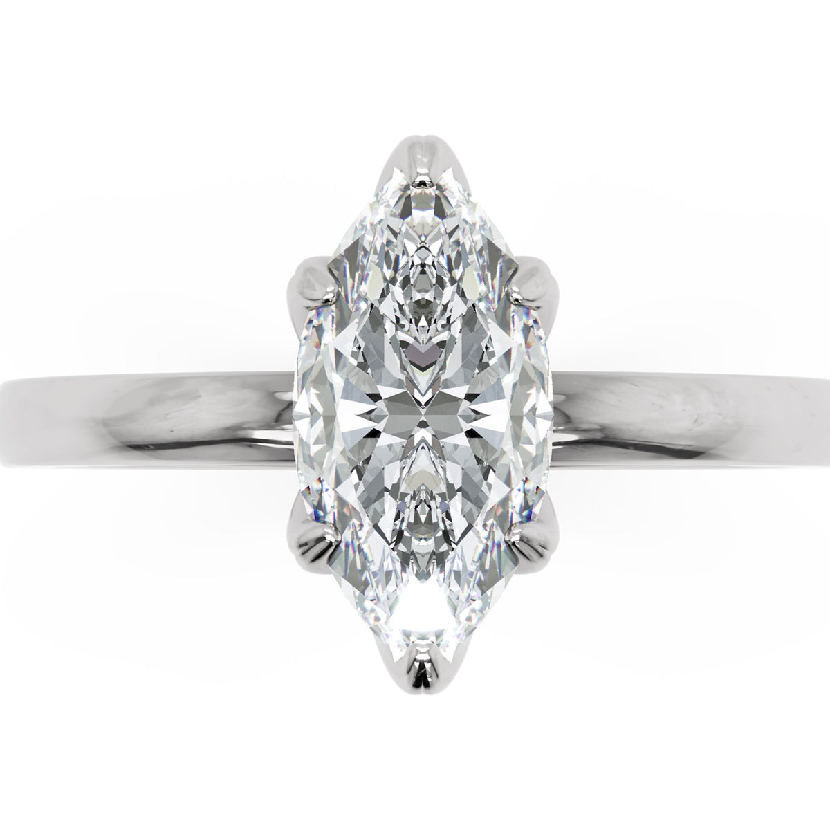 Inel de Logodnă Marylebone din Aur 14k cu Diamant Creat în Laborator Marquise de 1.5 ct din 14k Aur Alb - Castelo.ro
