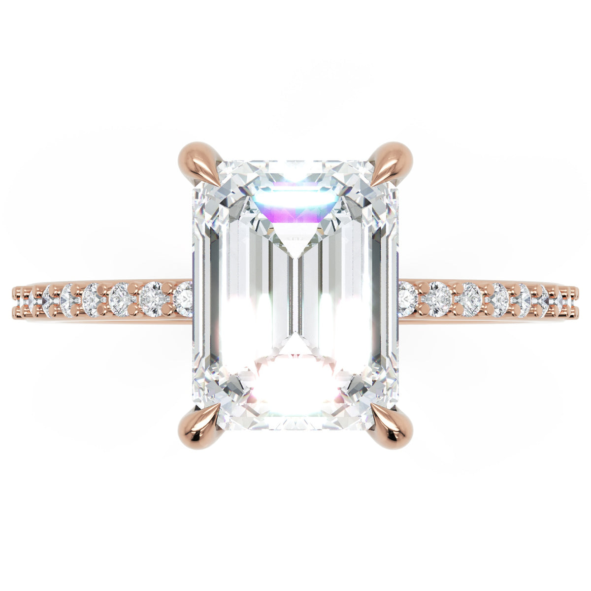 Inel de Logodnă Mayfair din Aur 14k cu Diamant Natural Emerald de 2 ct din 14k Aur Roz - Castelo.ro