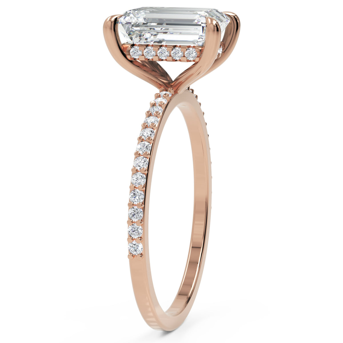 Inel de Logodnă Mayfair din Aur 14k cu Moissanite Emerald de 2 ct din 14k Aur Roz - Castelo.ro