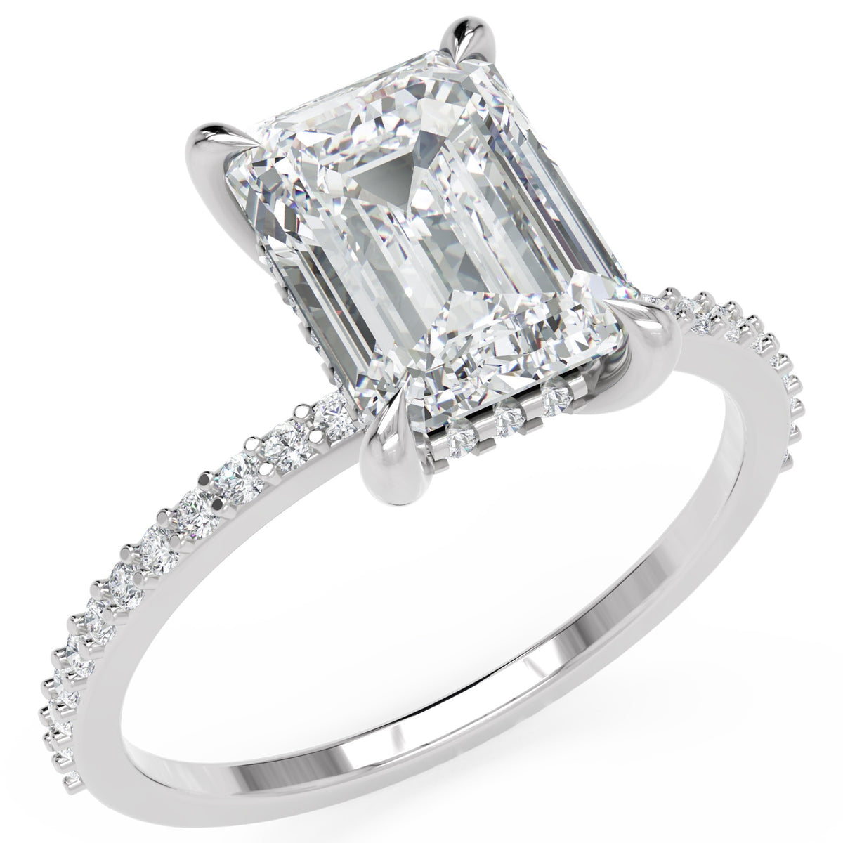 Inel de Logodnă Mayfair din Aur 14k cu Diamant Creat în Laborator Emerald de 2 ct din 14k Aur Alb - Castelo.ro