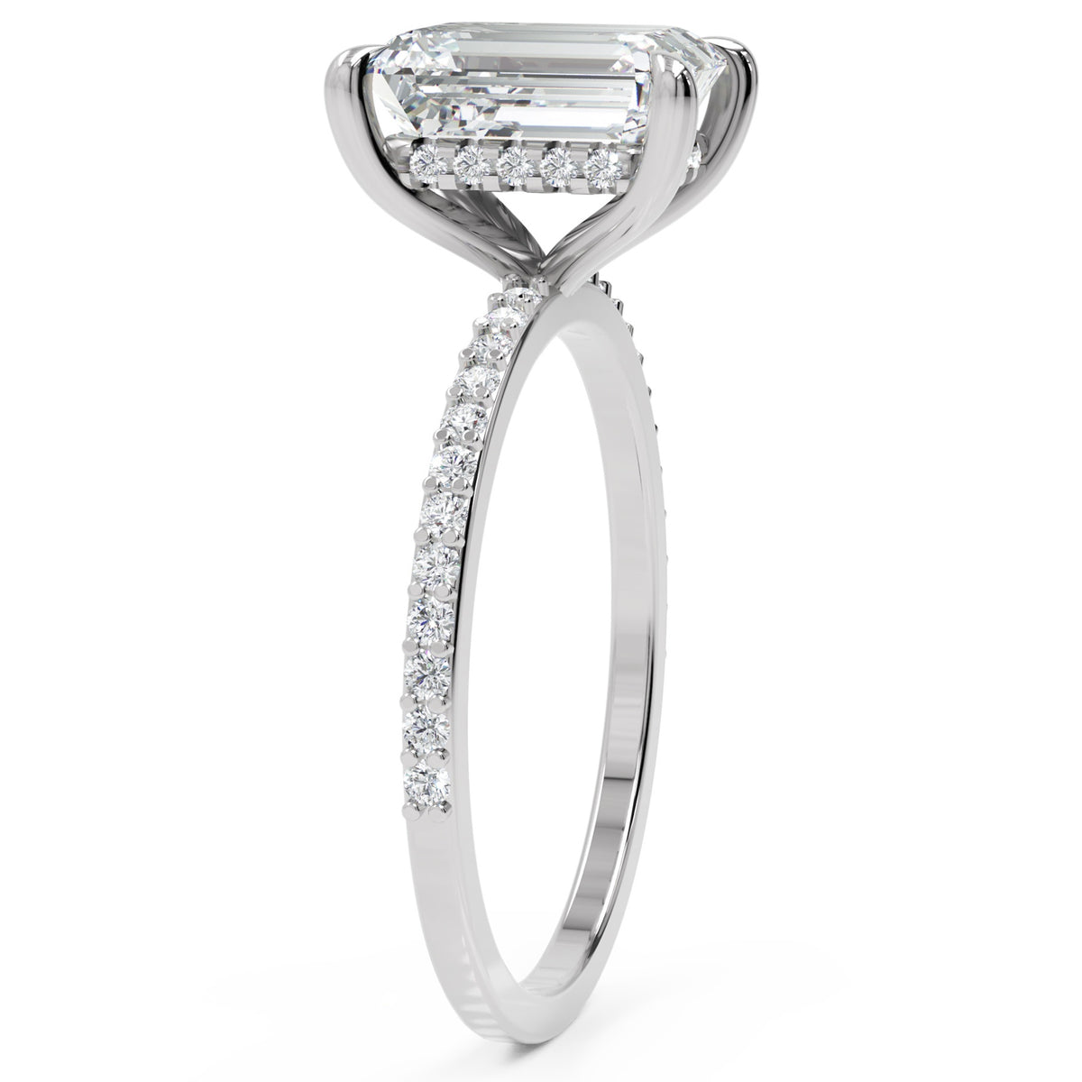 Inel de Logodnă Mayfair din Aur 18k cu Diamant Creat în Laborator Emerald de 2 ct din Platina - Castelo.ro