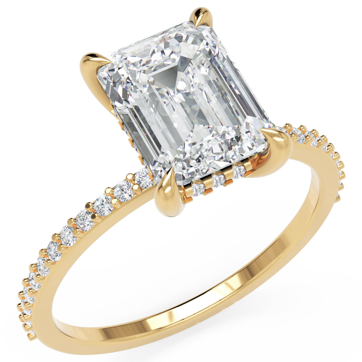 Inel de Logodnă Mayfair din Aur 14k cu Moissanite Emerald de 2 ct din 14k Aur Galben - Castelo.ro
