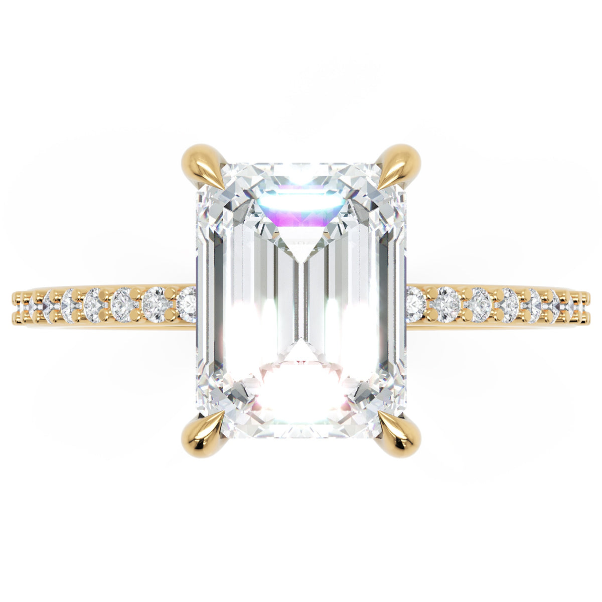 Inel de Logodnă Mayfair din Aur 14k cu Diamant Natural Emerald de 2 ct din 14k Aur Galben - Castelo.ro