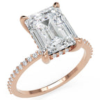 Inel de Logodnă Mayfair din Aur 14k cu Moissanite Emerald de 3 ct din 14k Aur Roz - Castelo.ro