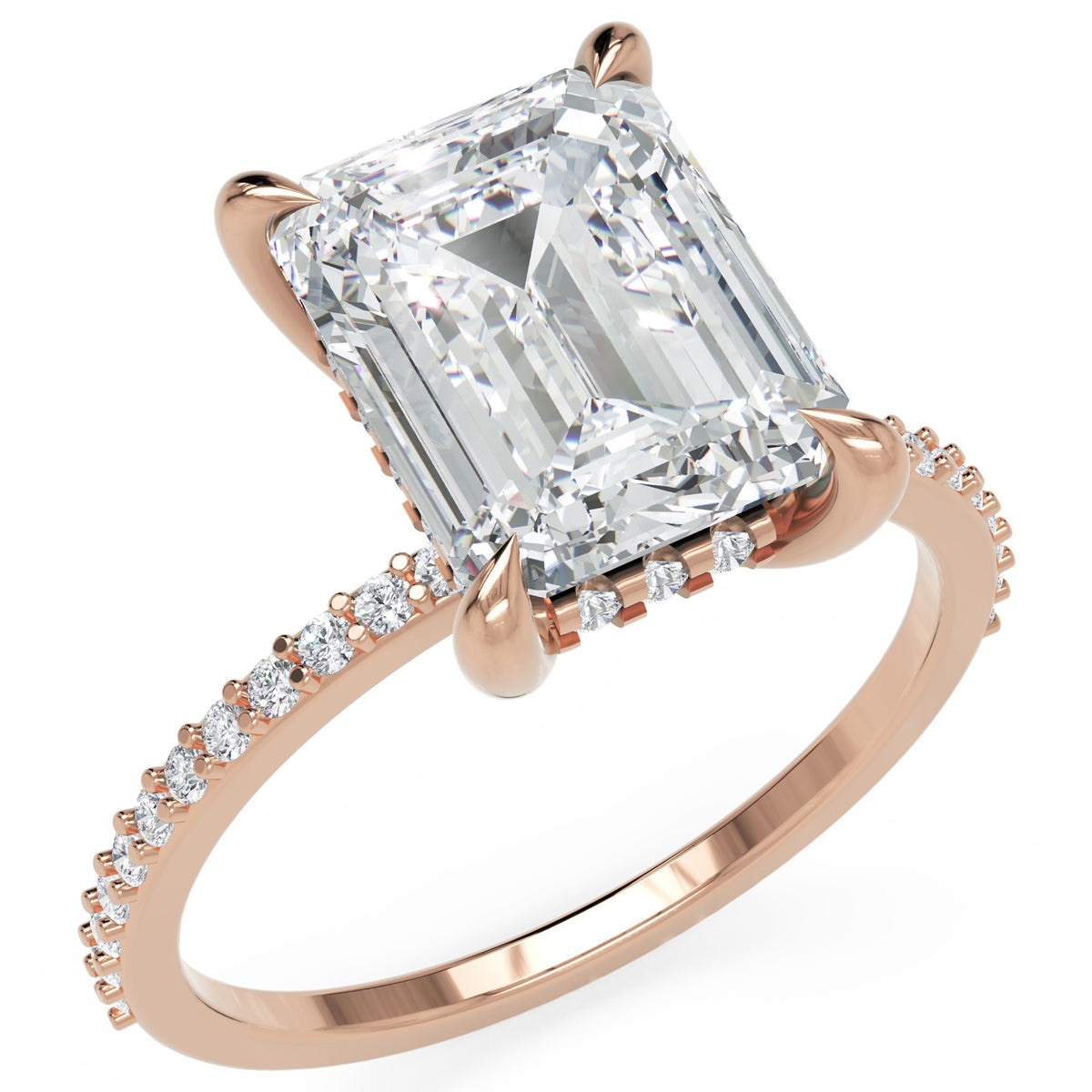 Inel de Logodnă Mayfair din Aur 18k cu Diamant Natural Emerald de 3 ct din 18k Aur Roz - Castelo.ro