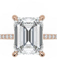 Inel de Logodnă Mayfair din Aur 14k cu Diamant Creat în Laborator Emerald de 3 ct din 14k Aur Roz - Castelo.ro