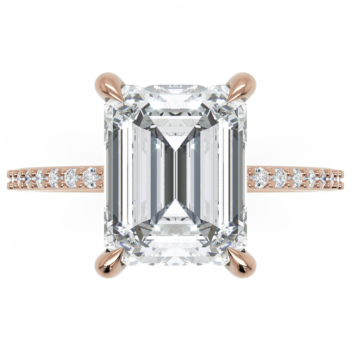 Inel de Logodnă Mayfair din Aur 14k cu Moissanite Emerald de 3 ct din 14k Aur Roz - Castelo.ro