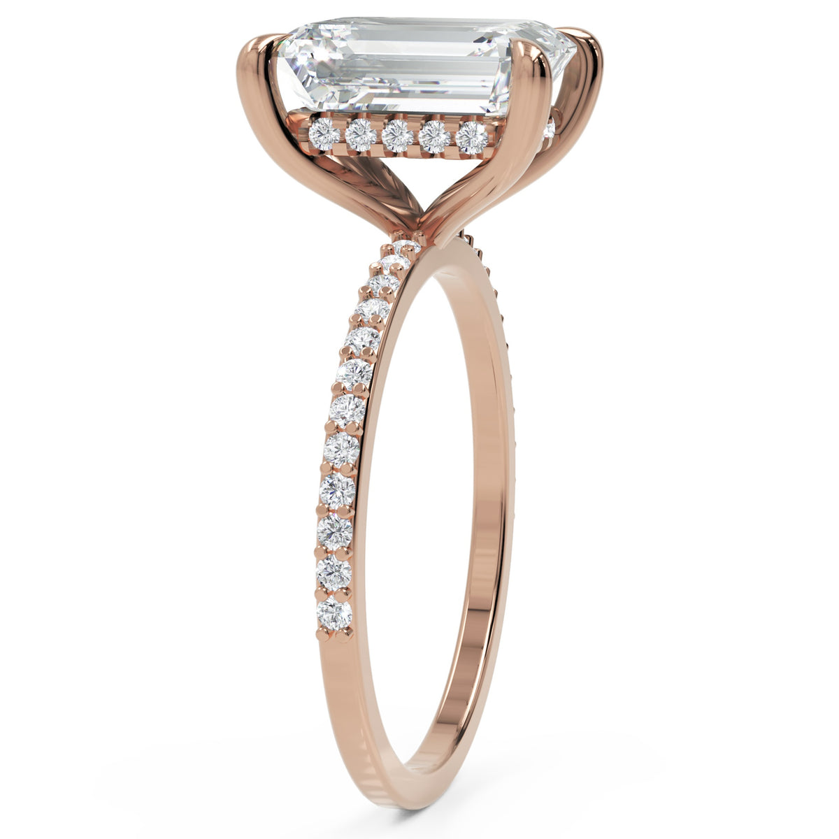 Inel de Logodnă Mayfair din Aur 18k cu Diamant Natural Emerald de 3 ct din 18k Aur Roz - Castelo.ro