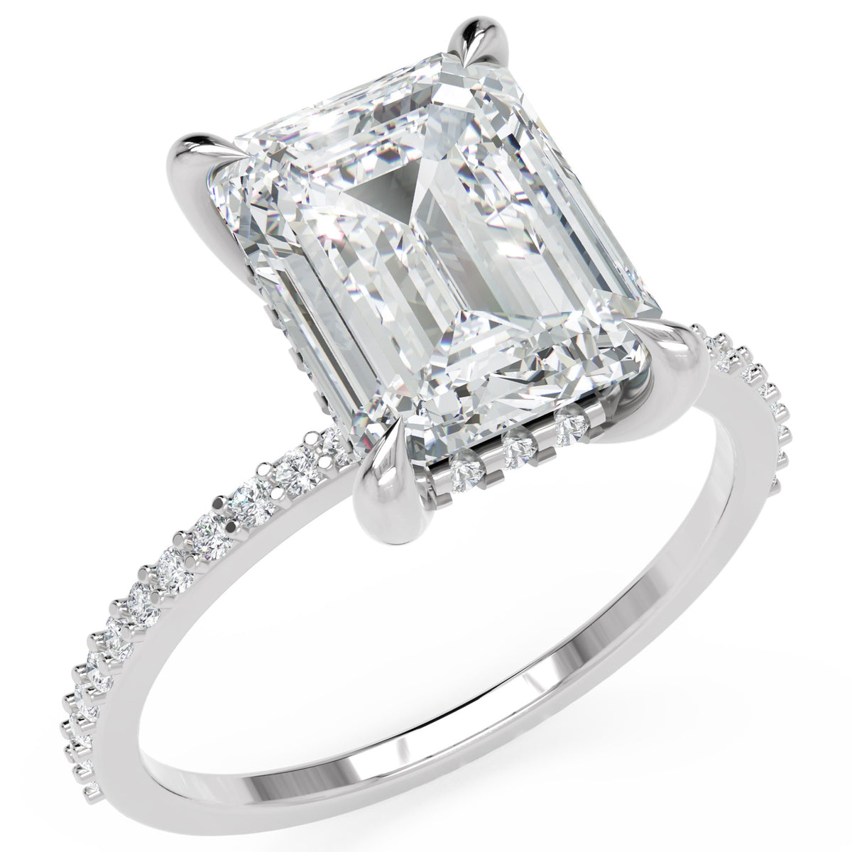 Inel de Logodnă Mayfair din Aur 14k cu Diamant Creat în Laborator Emerald de 3 ct din 14k Aur Alb - Castelo.ro