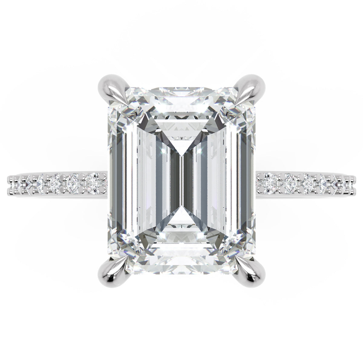 Inel de Logodnă Mayfair din Aur 18k cu Diamant Creat în Laborator Emerald de 3 ct din Platina - Castelo.ro