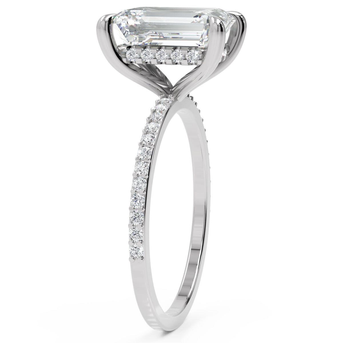 Inel de Logodnă Mayfair din Aur 14k cu Diamant Creat în Laborator Emerald de 3 ct din 14k Aur Alb - Castelo.ro