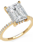 Inel de Logodnă Mayfair din Aur 14k cu Moissanite Emerald de 3 ct din 14k Aur Galben - Castelo.ro