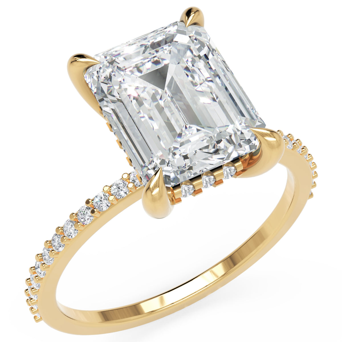 Inel de Logodnă Mayfair din Aur 18k cu Diamant Natural Emerald de 3 ct din 18k Aur Galben - Castelo.ro