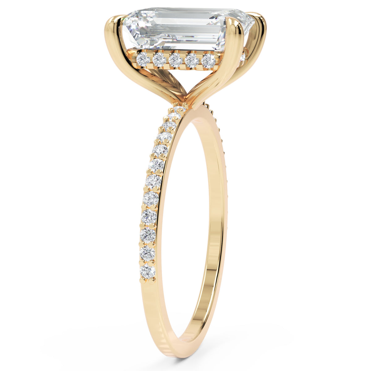 Inel de Logodnă Mayfair din Aur 18k cu Moissanite Emerald de 3 ct din 18k Aur Galben - Castelo.ro