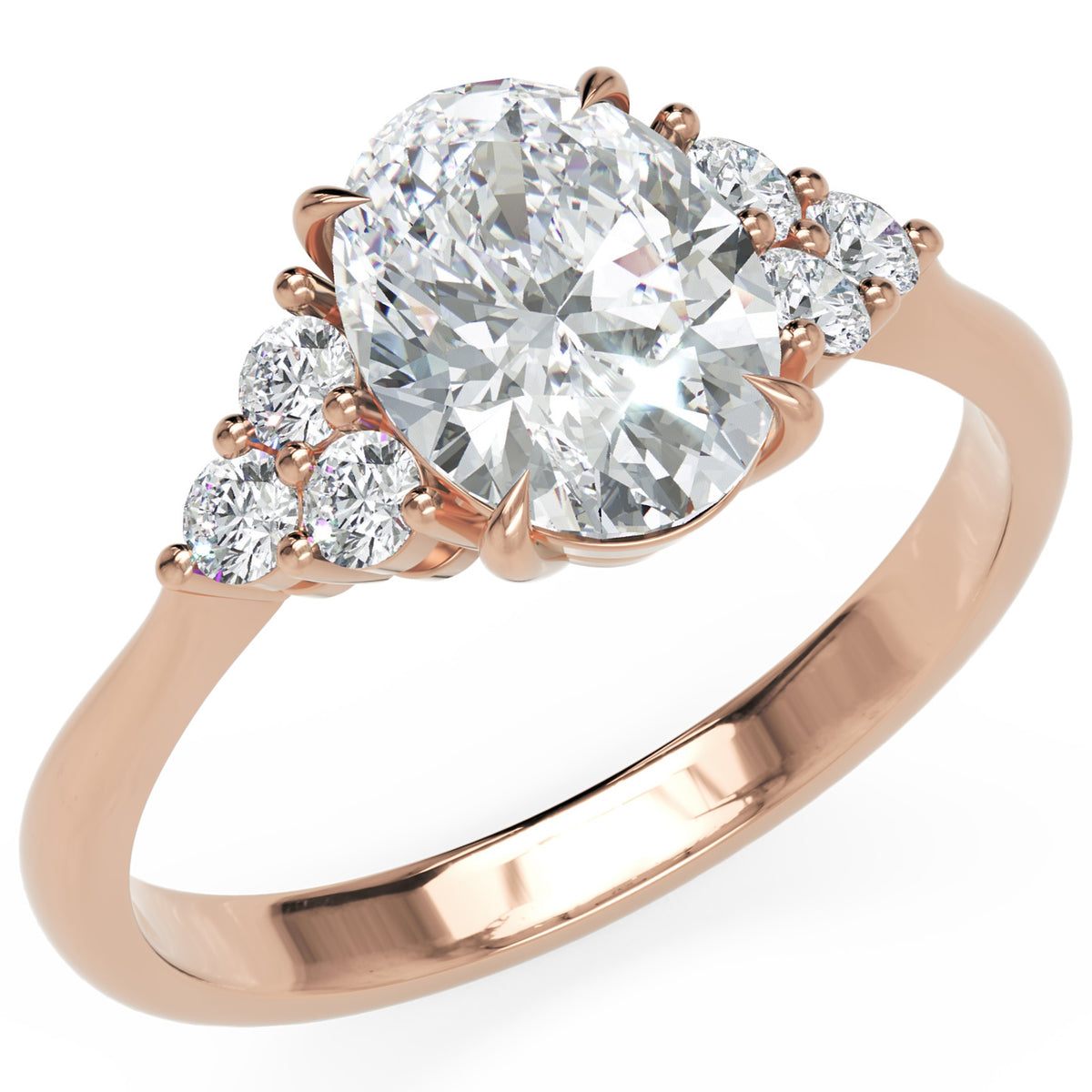 Inel de Logodnă Montagu din Aur 14k cu Diamant Natural Oval de 1 ct din 14k Aur Roz - Castelo.ro
