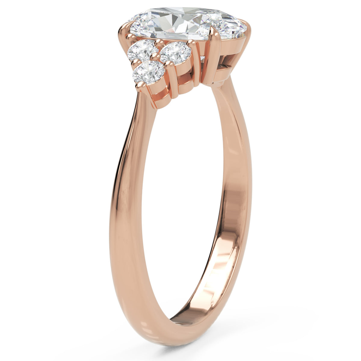 Inel de Logodnă Montagu din Aur 14k cu Diamant Natural Oval de 1 ct din 14k Aur Roz - Castelo.ro