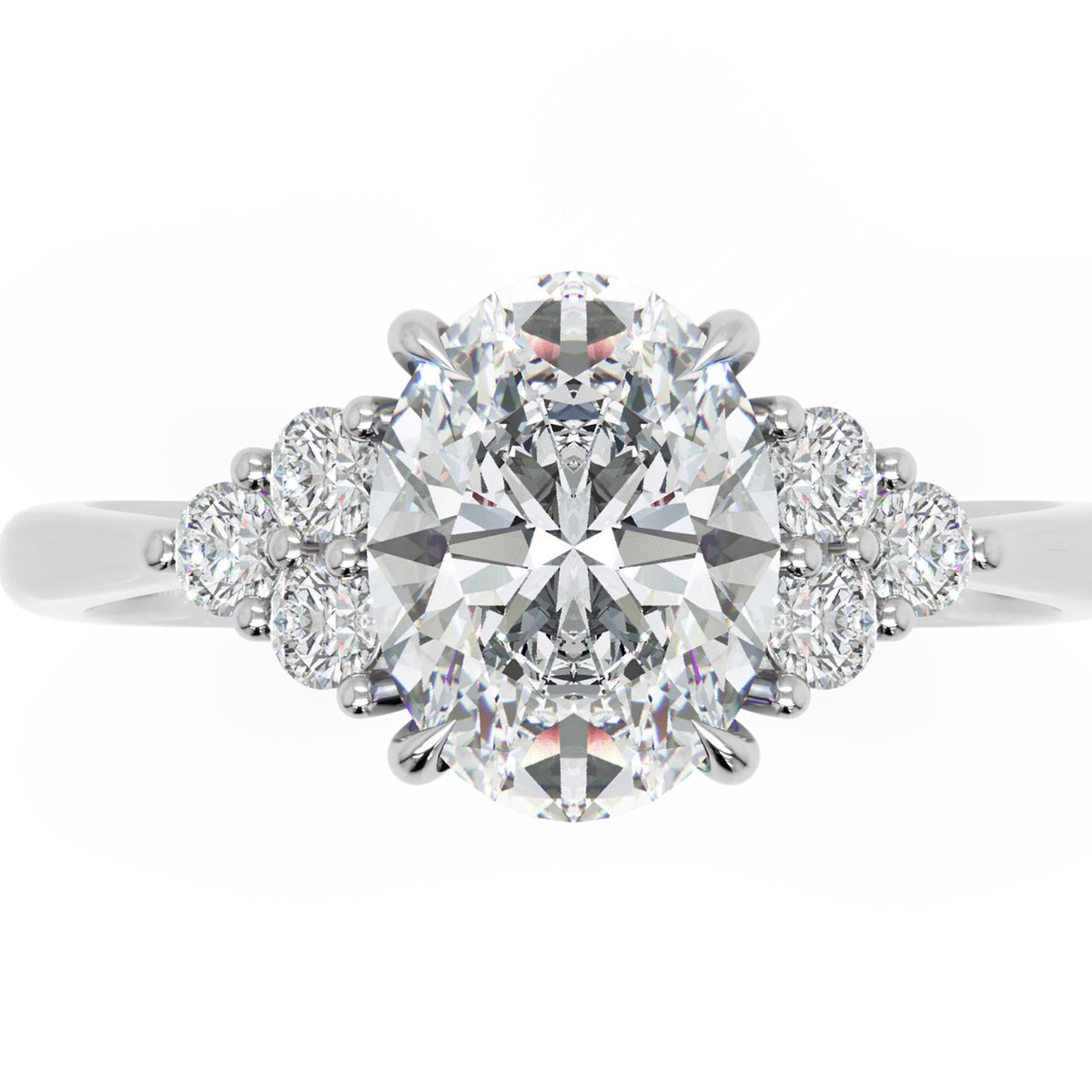 Inel de Logodnă Montagu din Aur 14k cu Diamant Natural Oval de 1 ct din 14k Aur Alb - Castelo.ro