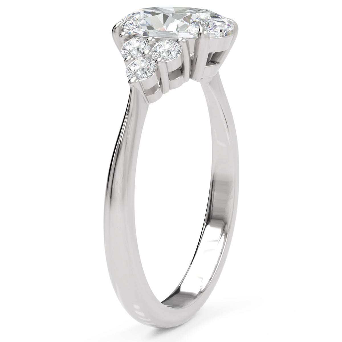 Inel de Logodnă Montagu din Aur 14k cu Diamant Natural Oval de 1 ct din 14k Aur Alb - Castelo.ro