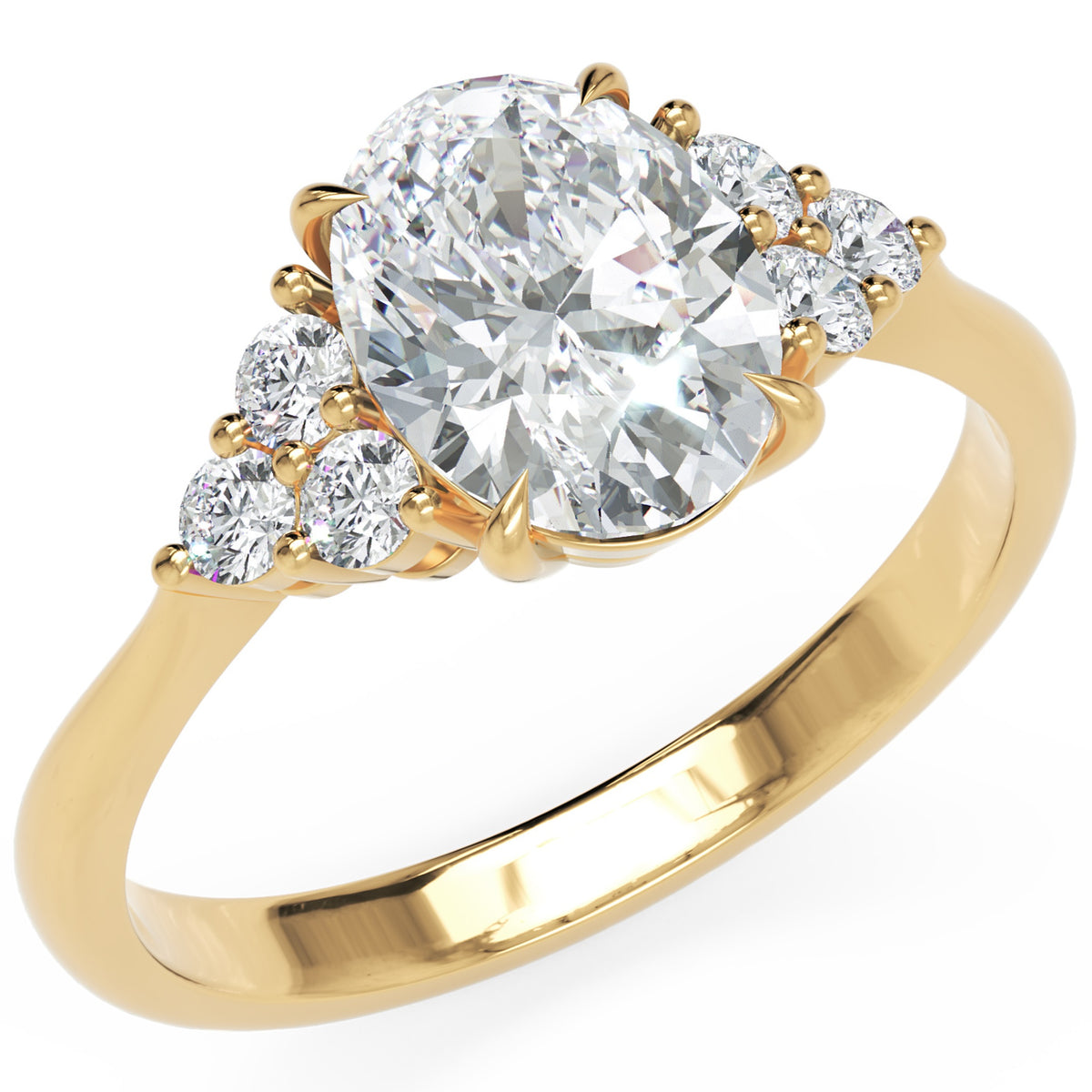 Inel de Logodnă Montagu din Aur 14k cu Diamant Natural Oval de 1 ct din 14k Aur Galben - Castelo.ro