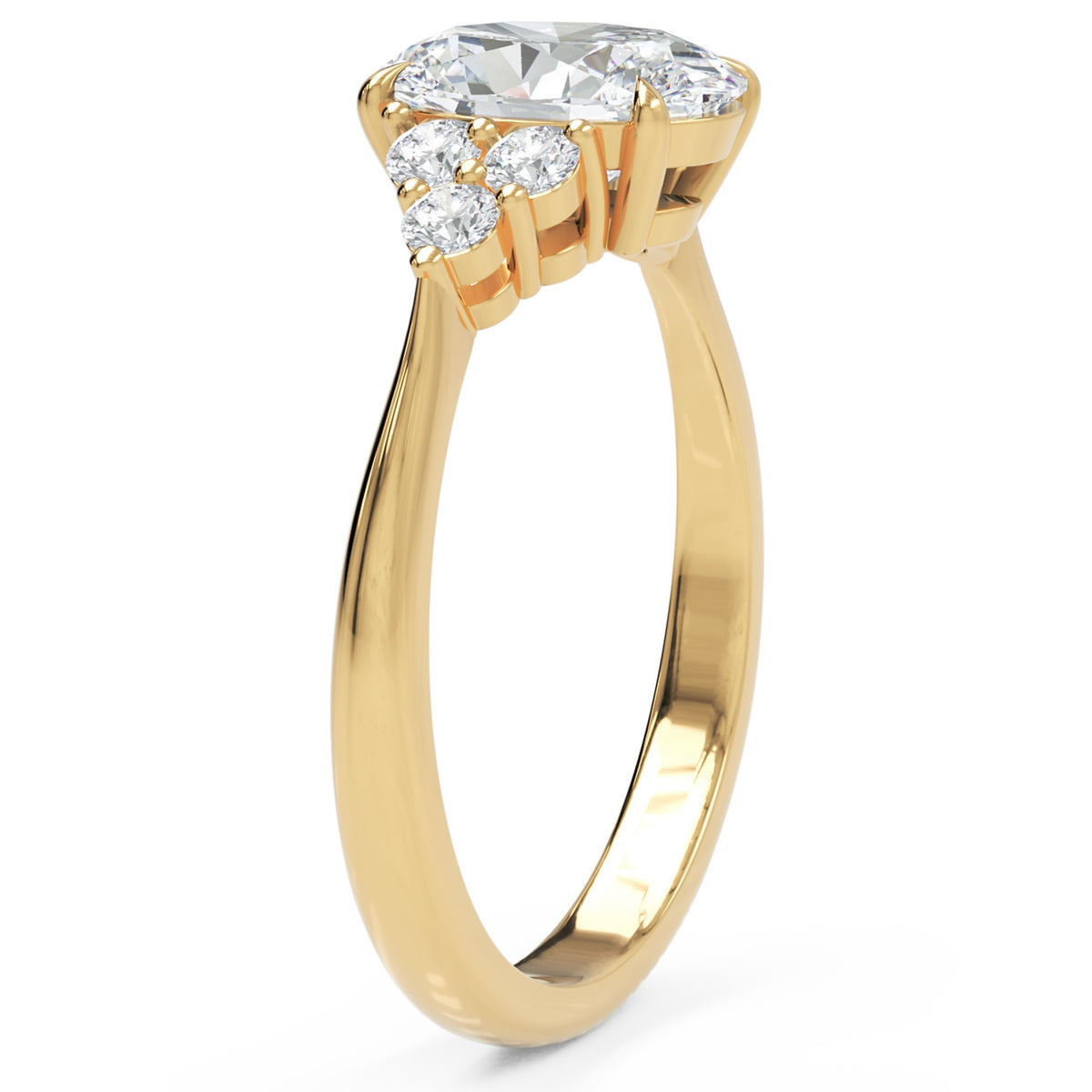 Inel de Logodnă Montagu din Aur 14k cu Diamant Natural Oval de 1 ct din 14k Aur Galben - Castelo.ro