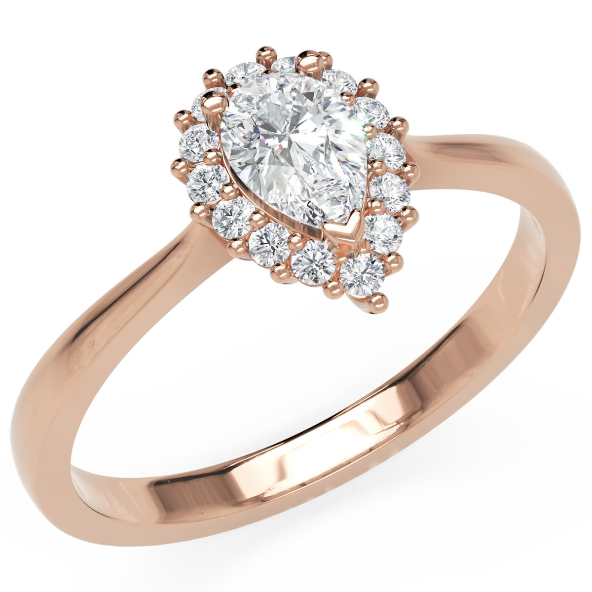 Inel de Logodnă St. Moritz din Aur 18k cu Moissanite Pear de 0.3 ct din 18k Aur Roz - Castelo.ro