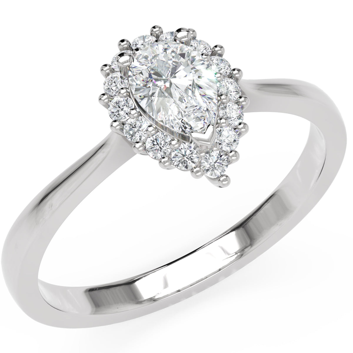 Inel de Logodnă St. Moritz din Aur 14k cu Moissanite Pear de 0.3 ct din 14k Aur Alb - Castelo.ro