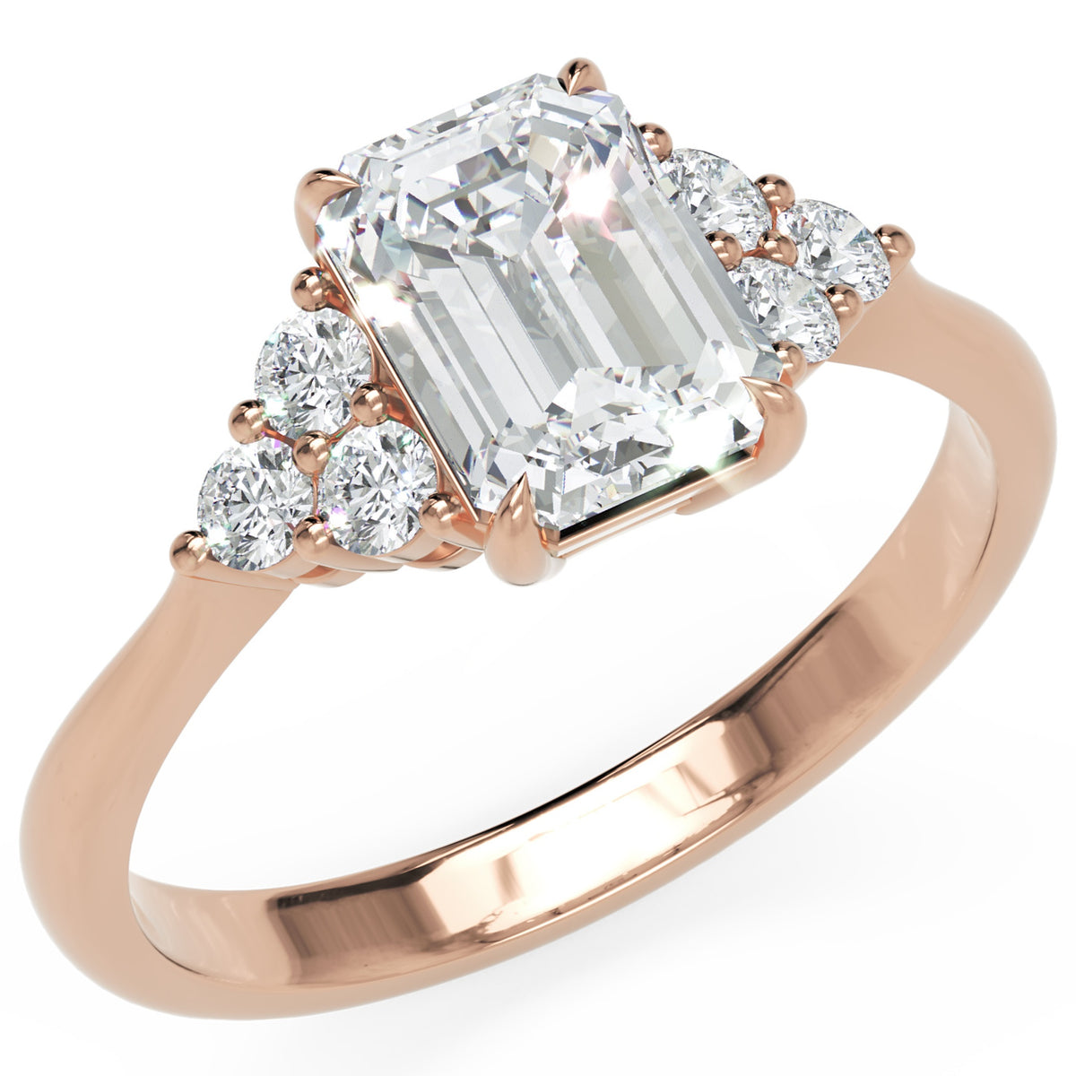 Inel de Logodnă Portman din Aur 14k cu Moissanite Emerald de 1 ct din 14k Aur Roz - Castelo.ro