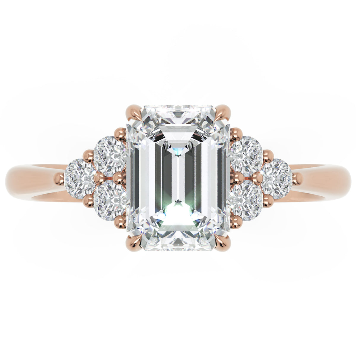 Inel de Logodnă Portman din Aur 14k cu Diamant Natural Emerald de 1 ct din 14k Aur Roz - Castelo.ro