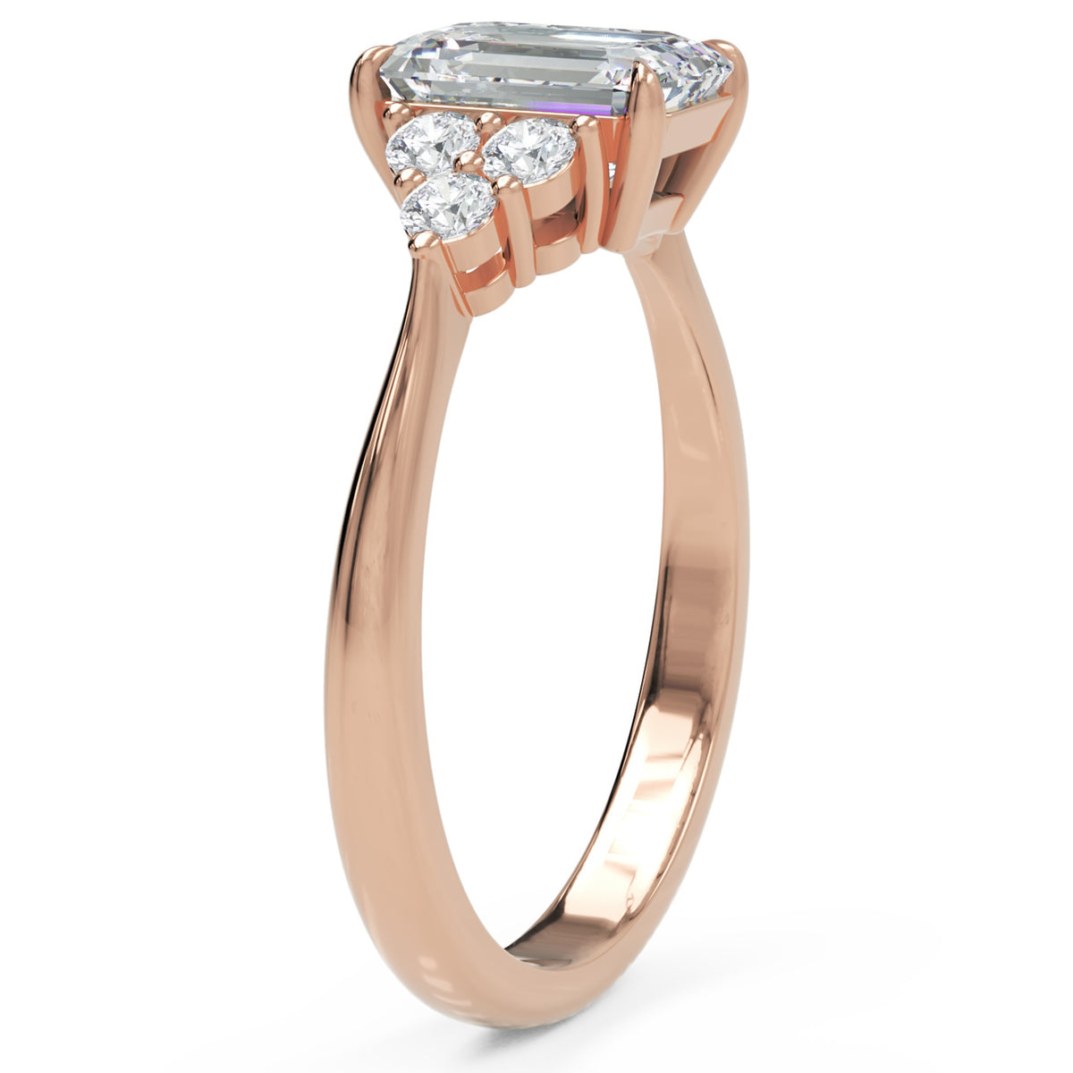 Inel de Logodnă Portman din Aur 14k cu Moissanite Emerald de 1 ct din 14k Aur Roz - Castelo.ro