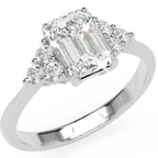 Inel de Logodnă Savoy din Aur 14k cu Moissanite Emerald de 1 ct din 14k Aur Alb - Castelo.ro