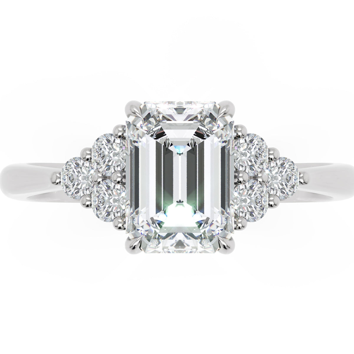 Inel de Logodnă Portman din Aur 14k cu Diamant Creat în Laborator Emerald de 1 ct din 14k Aur Alb - Castelo.ro