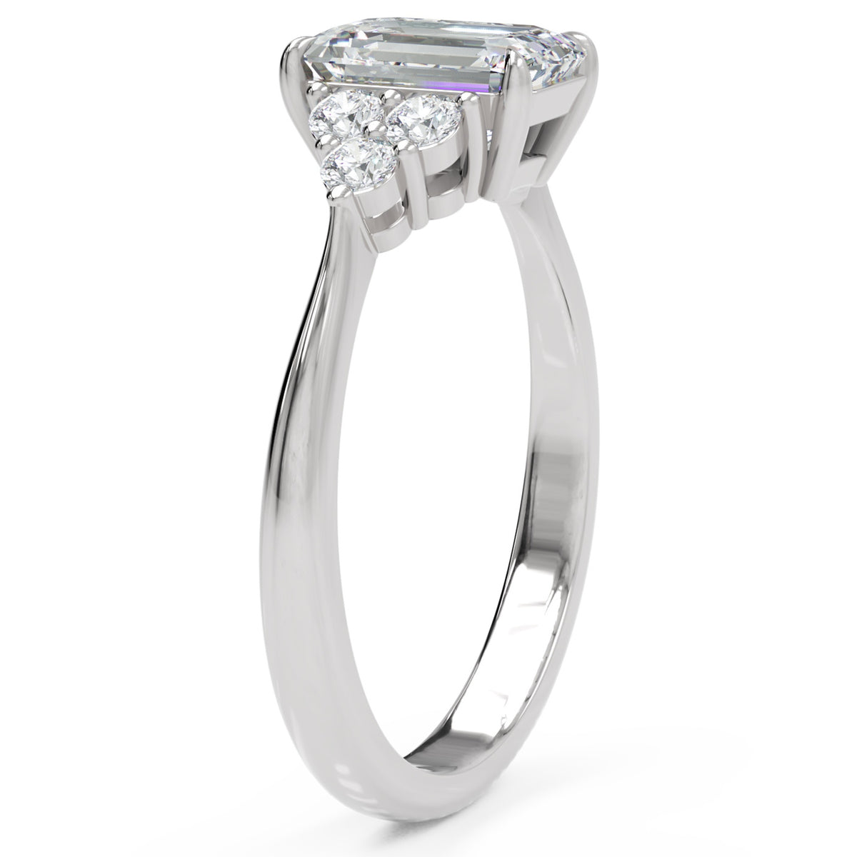 Inel de Logodnă Portman din Aur 18k cu Moissanite Emerald de 1 ct din Platina - Castelo.ro