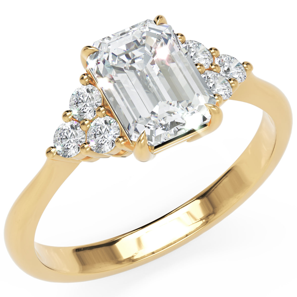Inel de Logodnă Portman din Aur 18k cu Diamant Creat în Laborator Emerald de 1 ct din 18k Aur Galben - Castelo.ro