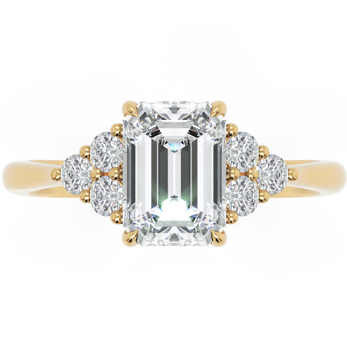 Inel de Logodnă Portman din Aur 14k cu Diamant Natural Emerald de 1 ct din 14k Aur Galben - Castelo.ro