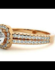 Inel De Logodnă din Aur 14k Cu Moissanite Halo, Tăietură Rotundă de 0.99 ct